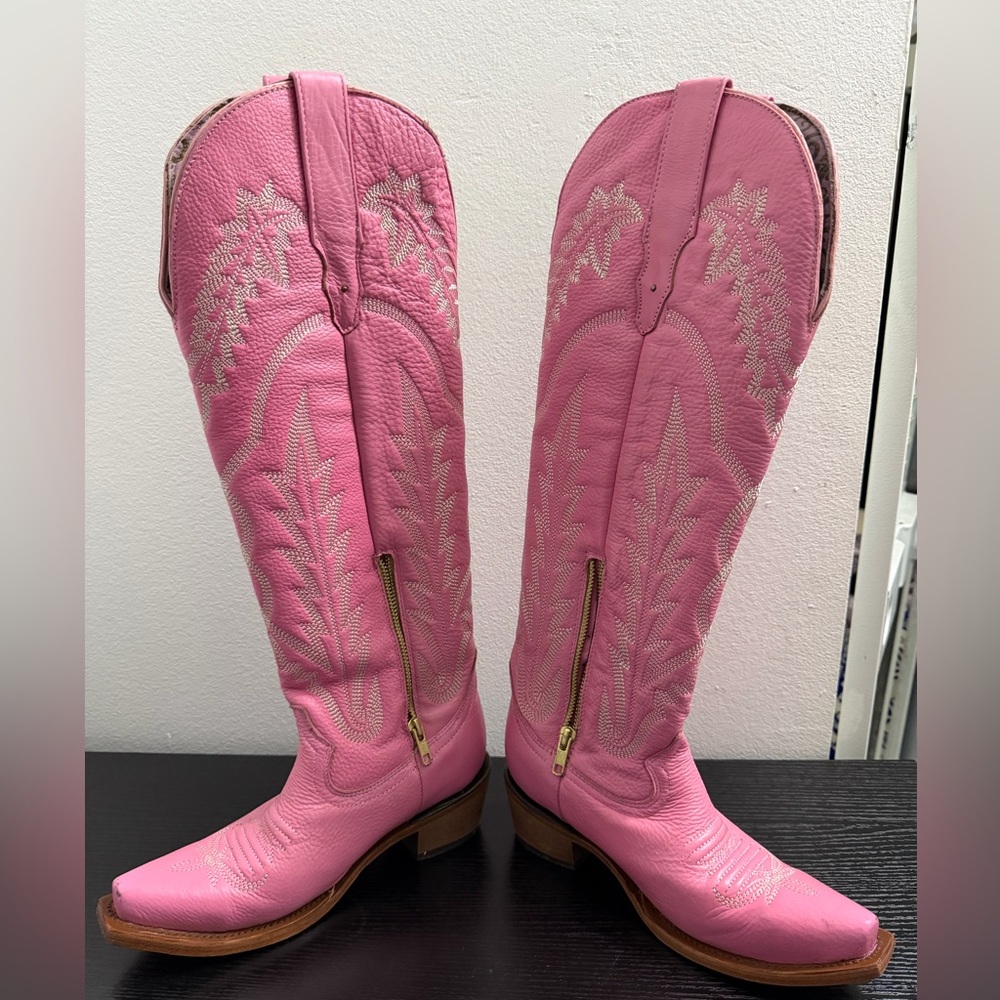 Rock’em Pink Western Cowboy Boots 100% Genuine Leather Made in Mexico - Picture 2 of 8